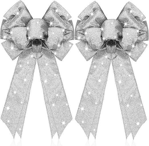 Amazon.com: Giegxin 2 Pcs Christmas LED Wreath Bow Xmas Wreath Burlap Bow LED Lights Bow Winter D... | Amazon (US)
