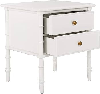 Safavieh Home Collection Mina Modern Coastal 2 Drawer 25" Bamboo Nightstand, White | Amazon (US)