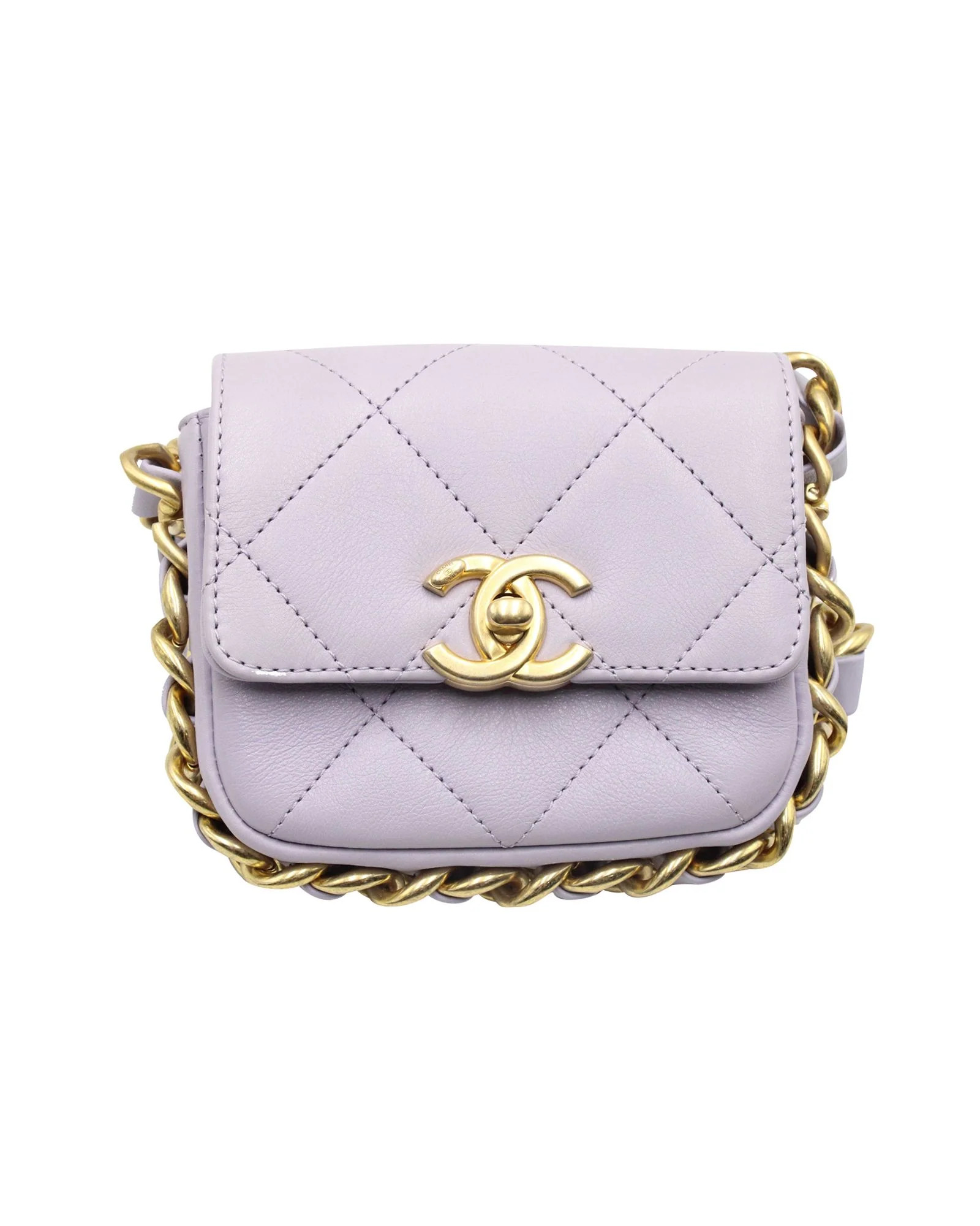Chanel Mini Framing Chain Flap Bag in Purple Leather | Shop Simon