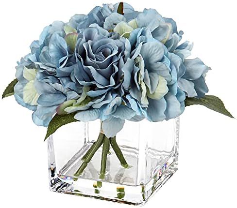 Fake Flowers with Vase Hydrangea Artificial Flowers in Vase Peony Faux Flowers in Vase Rose Silk Flo | Amazon (US)
