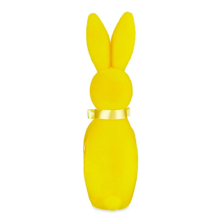 Way to Celebrate Easter Flocked Bunny Decor, Yellow, 16" | Walmart (US)