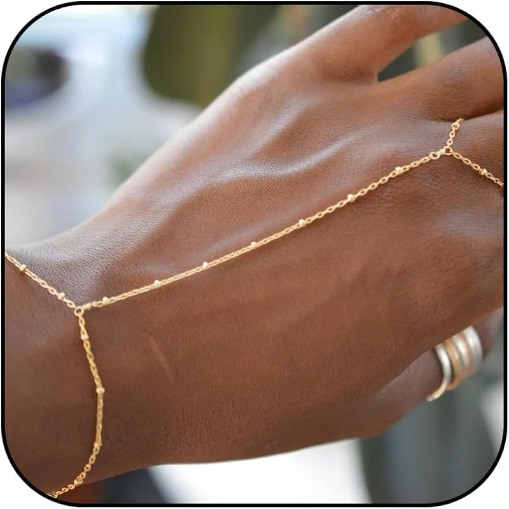 Hand Chain Gold Bracelets for Women Trendy Stuff Ring Bracelet Hand Chain Dainty Chain Bracelet H... | Amazon (US)