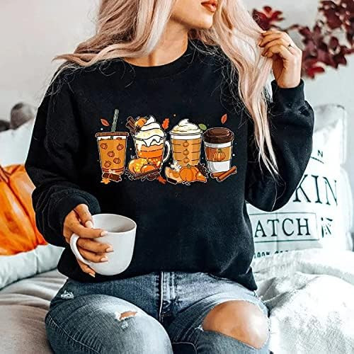Orange Latte Pumpkin Spice Thanksgiving Sweatshirt, Fall Coffee Lover Sweatshirt, Pumpkin Latte Drin | Amazon (US)