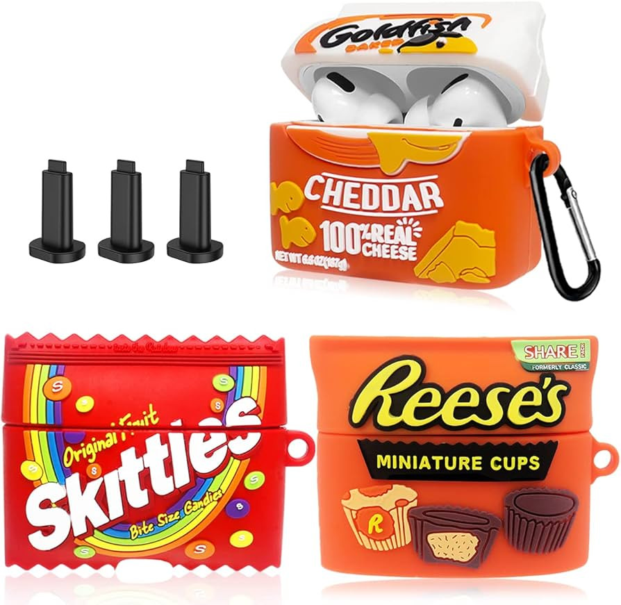 3Pack WQNIDE Cute Case for Airpod Pro, Funny Food Goldfish Rainbow Candy Chocolate Protective Cov... | Amazon (US)