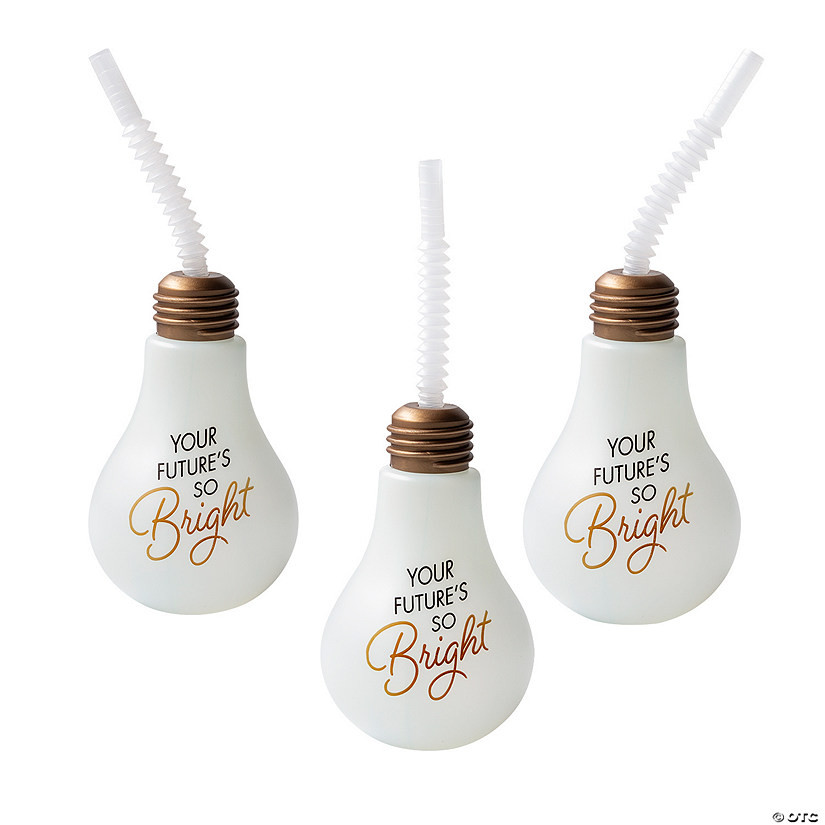 14 oz. Grad Lightbulb Reusable BPA-Free Plastic Cups with Lids & Straws - 12 Ct. | Oriental Trading Company