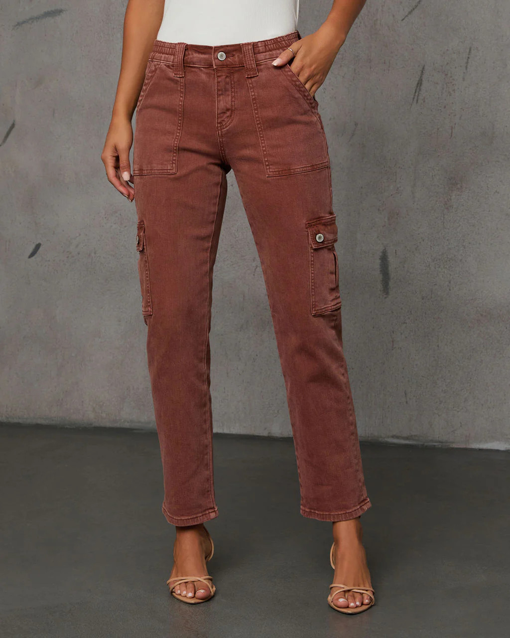 Cerise Straight High Rise Cargo Pocket Pants | VICI