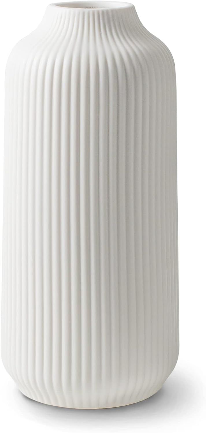 flature Ceramic Vase in Nordic Style, Deco Vase for Pampas Grass as Boho Deco, Vase White Matt 8 ... | Amazon (US)