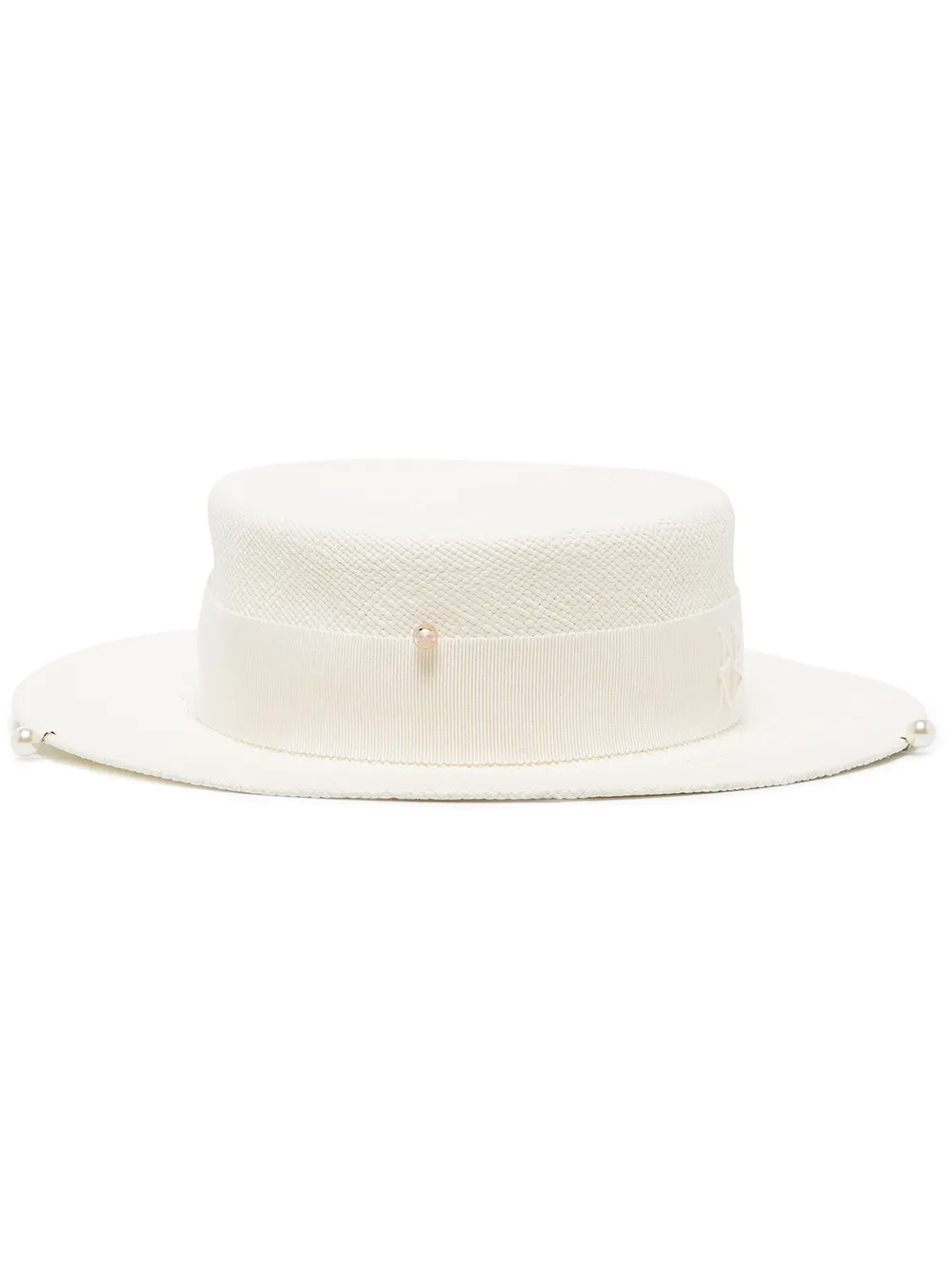 Ruslan Baginskiy Chain Strap Boater Hat | White | FARFETCH | Farfetch Global