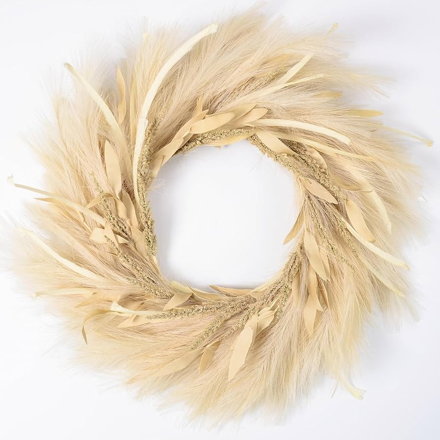 Perfnique Pampas Grass Wreath, 27'' Fall Wreath for Front Door, Pampas Wreath for All Seasons, Bo... | Amazon (US)
