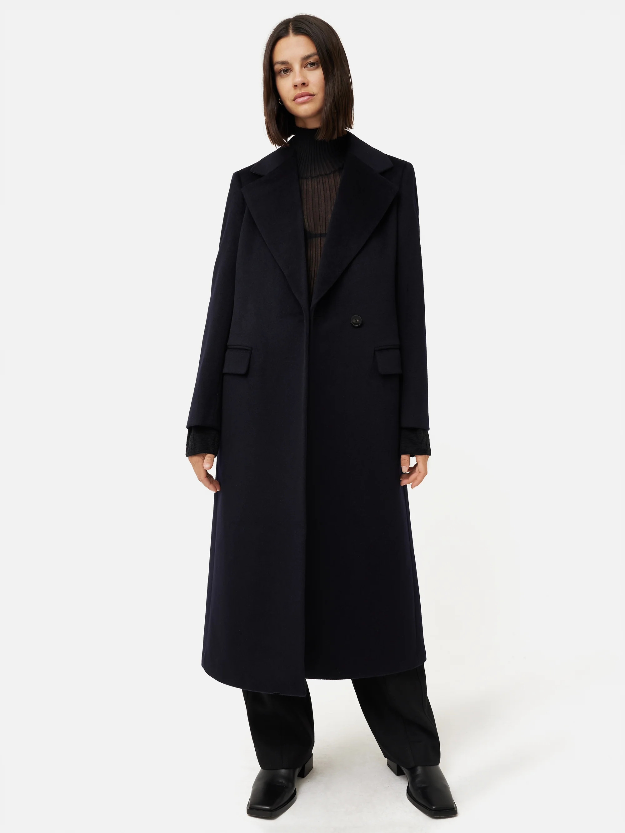 Wool Maxi City Coat | Navy | Jigsaw (UK)