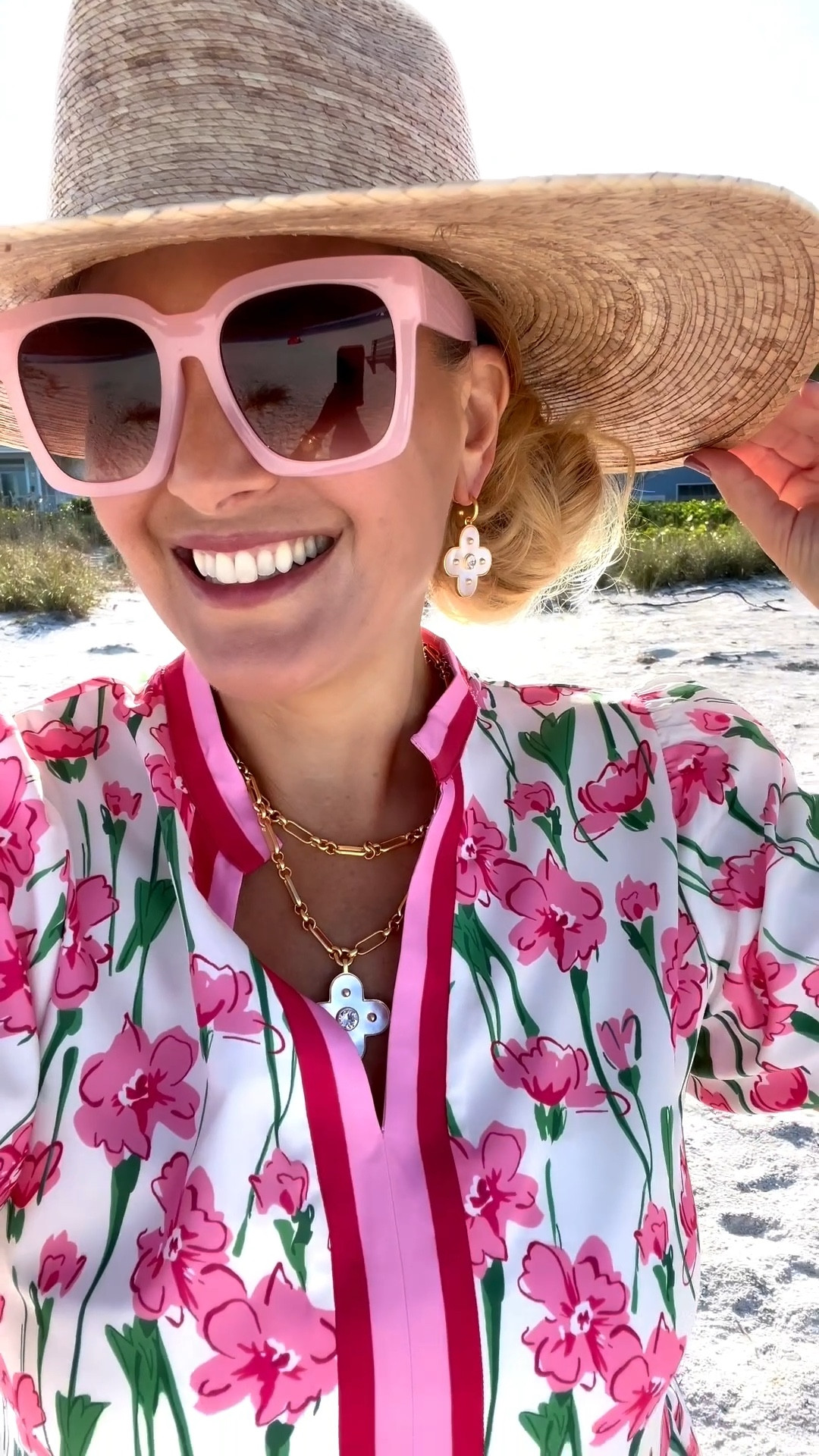Obsessed with my Julie Vos jewelry. Just look at this mother of pearl necklace and earrings. 

Also, my pink floral dress is perfect for a beach resort. I’m wearing it over my swimsuit.

Wearing a medium and fits true to size.

Don’t forget to add the straw hat, sandals and sunglasses to complete this beach resort look!


#LTKSeasonal #LTKOver40 #LTKvlog #LTKU #LTKTravel #LTKgrwm #LTKootd #LTKMidsize #LTKSwim #LTKFestival #LTKWedding
