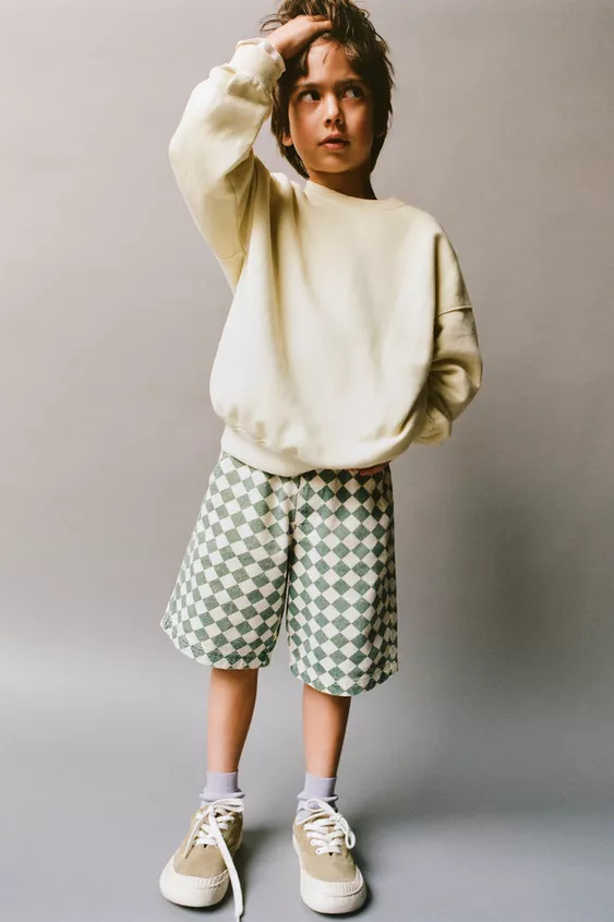 TWILL CHECKERBOARD SHORTS | Zara US