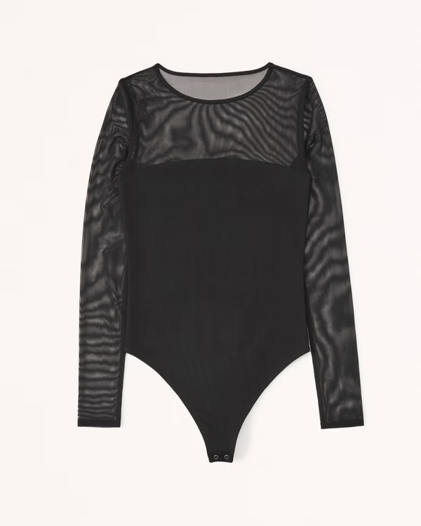 Long-Sleeve Mesh Crew Bodysuit | Abercrombie & Fitch (US)