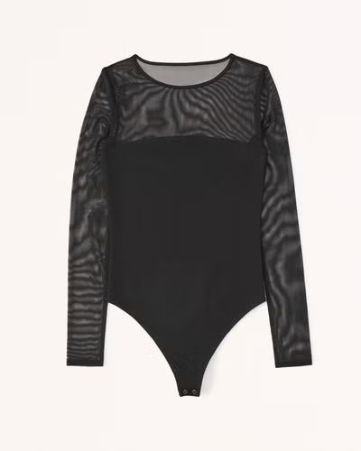 Long-Sleeve Mesh Crew Bodysuit | Abercrombie & Fitch (US)