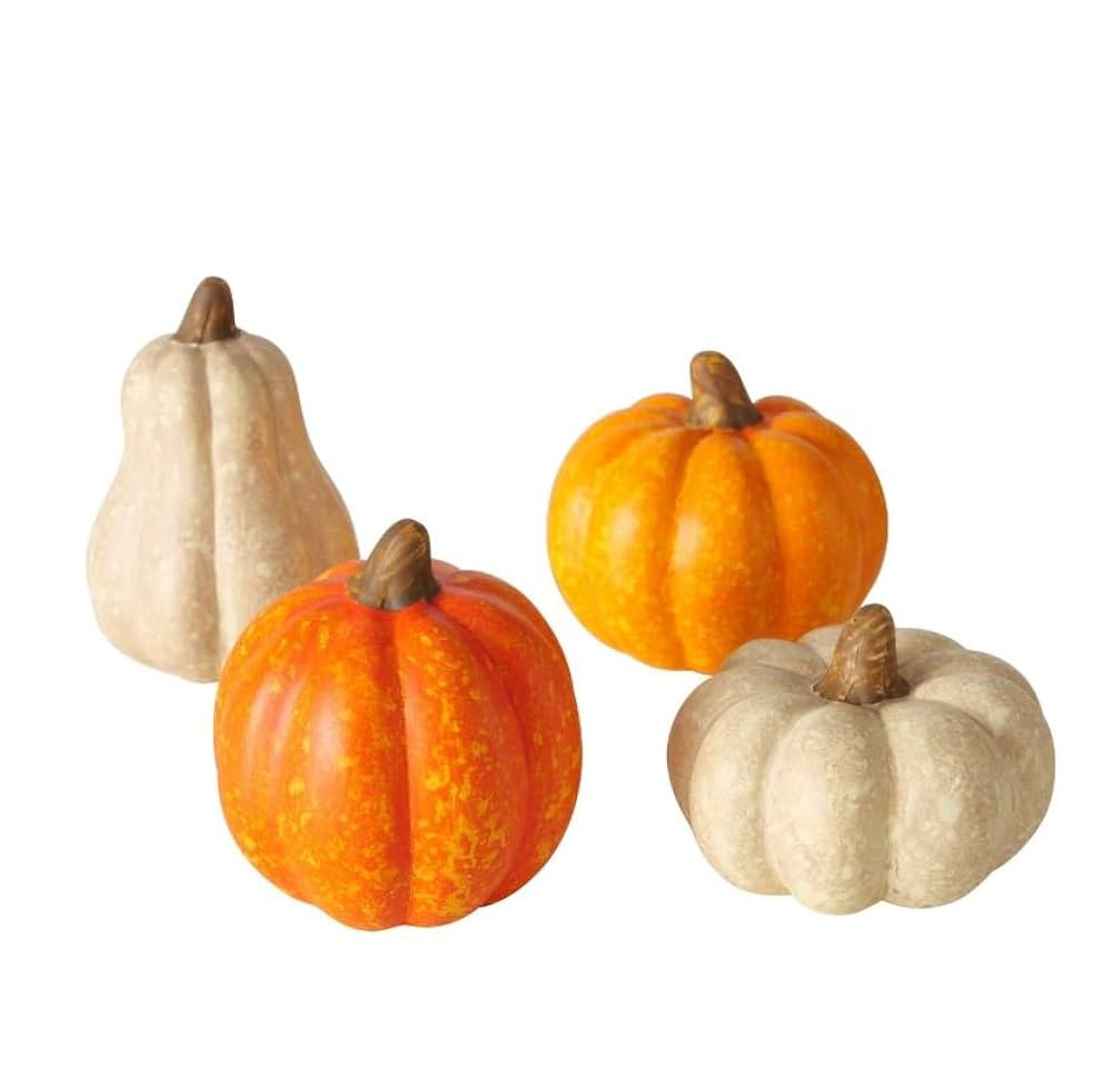 RiloStore Set of 4 Pumpkin Terracotta Orange White 6 x 5 cm Autumn Decoration Pumpkins Gift Set T... | Amazon (DE)