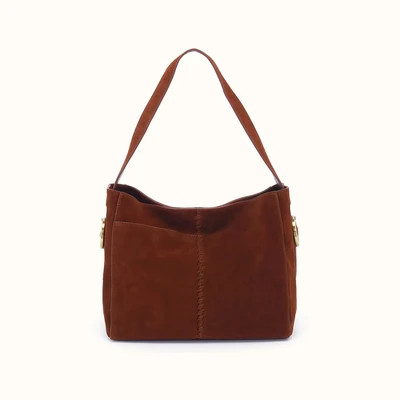 Render Shoulder Bag In Suede Leather - Chocolate | HOBO Bags