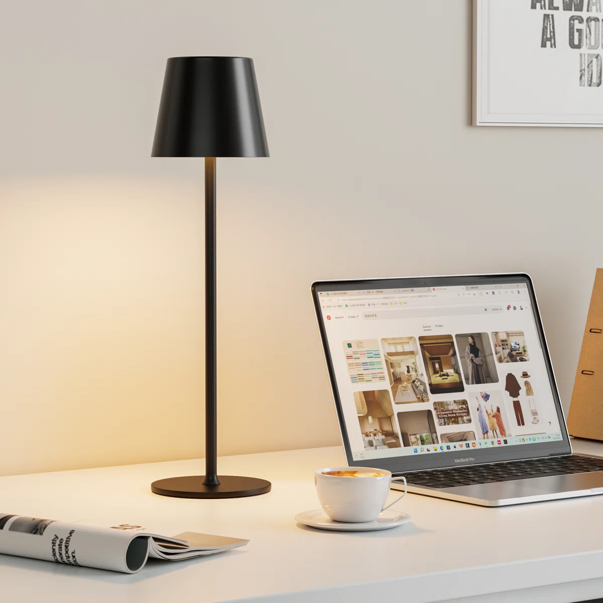 14.7'' Cordless Rechargeable Black LED Lamp Set with Touch Control & Waterproof (Set of 2) | Wayfair North America