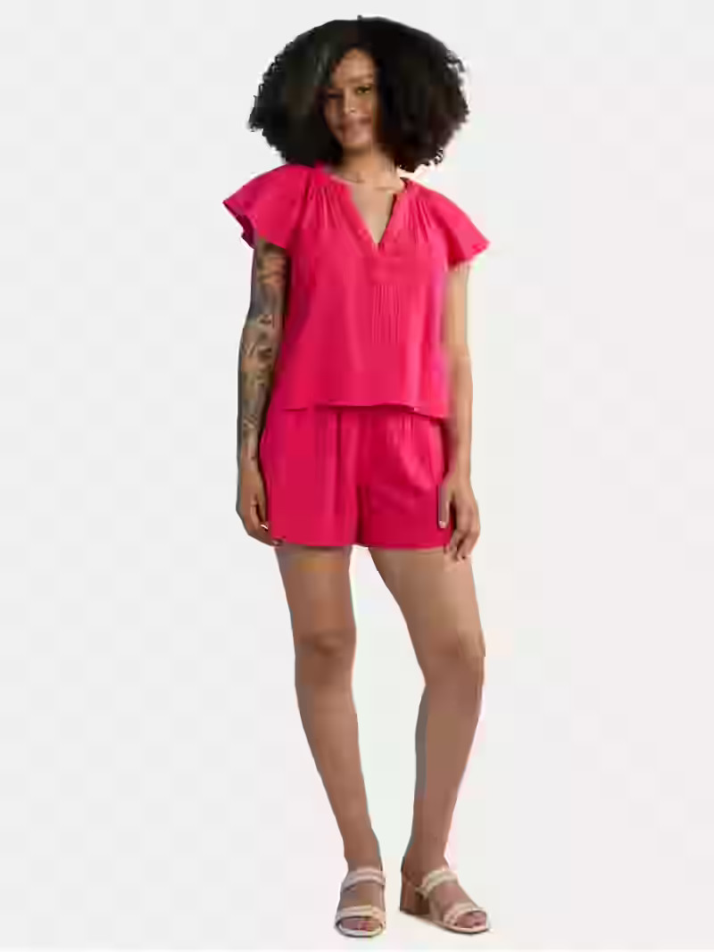 Time and Tru Women's Double Cloth Short Set, Sizes XS-XXXL | Walmart (US)