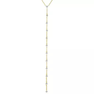 By Adina Eden CZ Teardrop Drop Lariat Necklace, Gold | Belk
