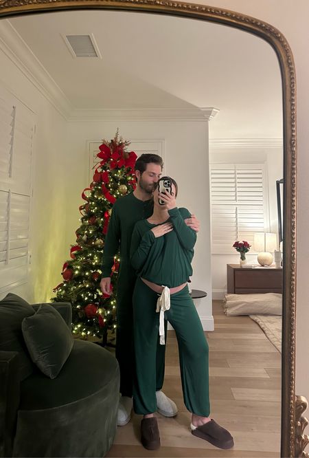 I got Michael these matching pajamas for Christmas our first year of dating in black and he still wears them to this day….so this year we got the green! They’re so comfy and get softer the more you wear/wash. Im wearing size small 

#LTKmens #LTKHoliday #LTKfamily
