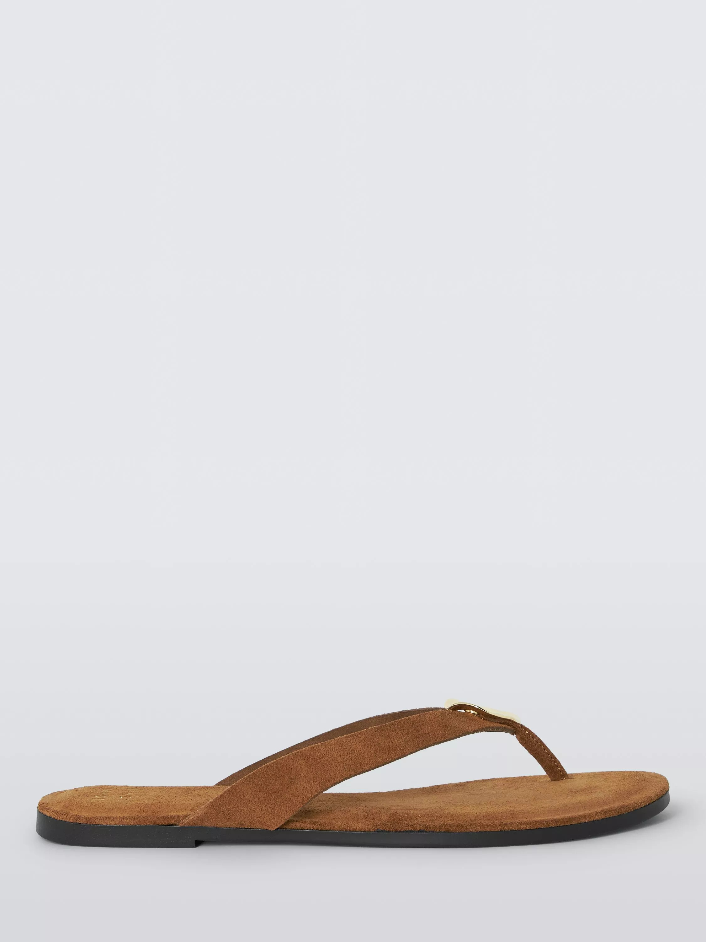 Libby Suede Feature Hardware Toe Post Flat Sandals, Tan | John Lewis (UK)