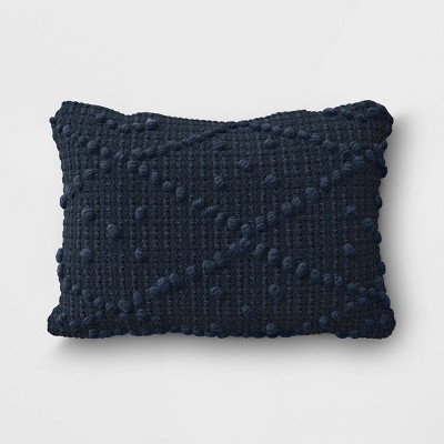 Woven Textured Outdoor Lumbar Decorative Pillow Navy - Threshold™ | Target