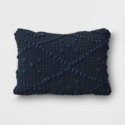 Woven Textured Outdoor Lumbar Decorative Pillow Navy - Threshold™ | Target