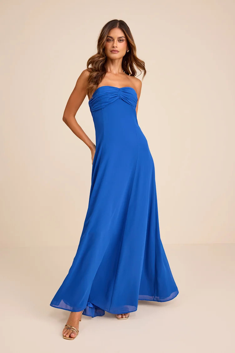 Kamalia Royal Blue Strapless Maxi Dress | Lulus