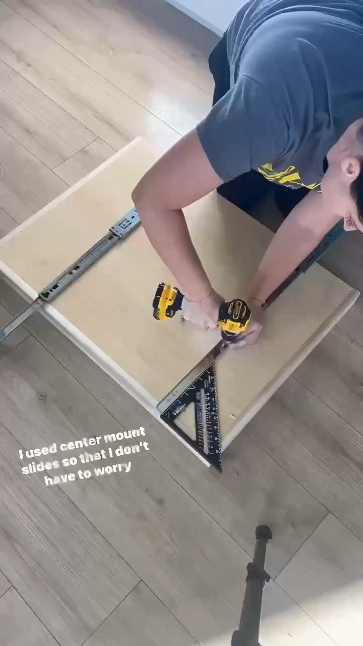 How to DIY cabinet drawer. Linked the drawer slides below. I used the Richelieu brand to keep the price lower, but there are other awesome options that include soft close. 

#LTKfamily #LTKhome #LTKunder100