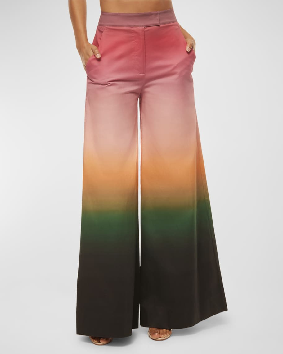 MISA Los Angeles Nico Ombre High-Rise Wide-Leg Poplin Pants | Neiman Marcus