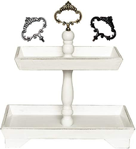 Felt Creative Home Goods Distressed Rustic Wood Two Tiered Tray White, 2 Tier Serving Tray for Co... | Amazon (CA)