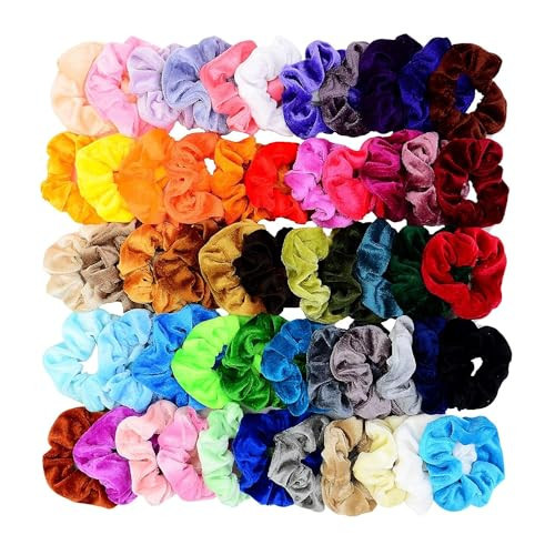 Chloven 55 Pcs Premium Velvet Hair Scrunchies Elastics Bobbles Hair Bands Scrunchy Hair Ties Ropes Scrunchies for Women Girls Accessories | Amazon (US)