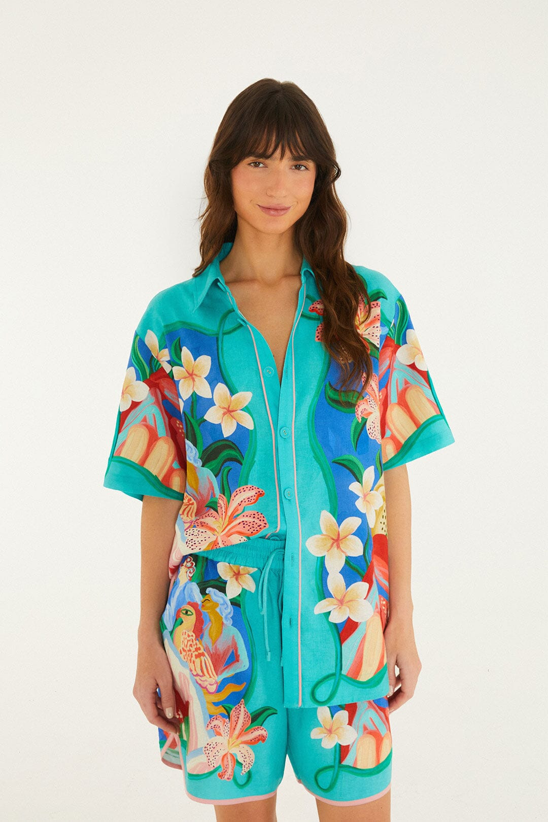 Multicolor Garden Of Life Scarf Lenzing Ecovero Euroflax Shirt | FARM Rio | FarmRio (US)