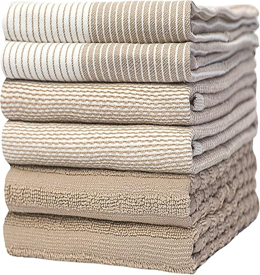 Premium Dish Towels (20”x 28”, 6 Pack) | Large Cotton Kitchen Hand Towels | | Flat & Terry Hi... | Amazon (US)