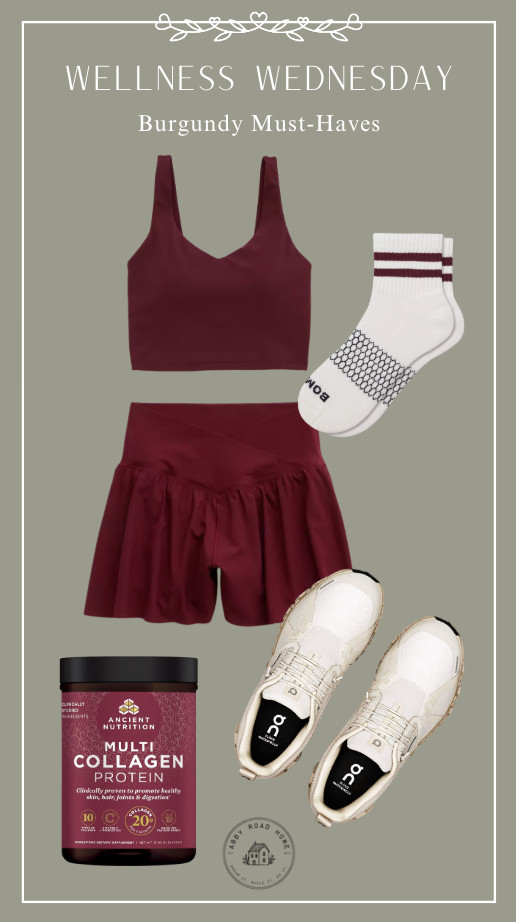 This chic workout fit is all about burgundy and collagen.  

 #LTKdayinmylife #LTKfitnessgoals #LTKmomlife
