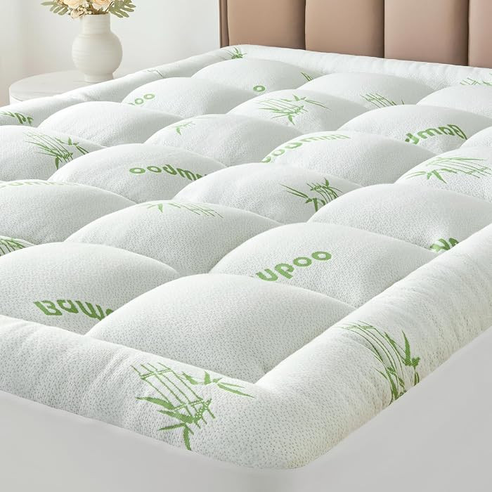 Queen Size Mattress Topper Viscose Derived from Bamboo, Soft Thick Pillow Top Mattress Pad Cover ... | Amazon (US)