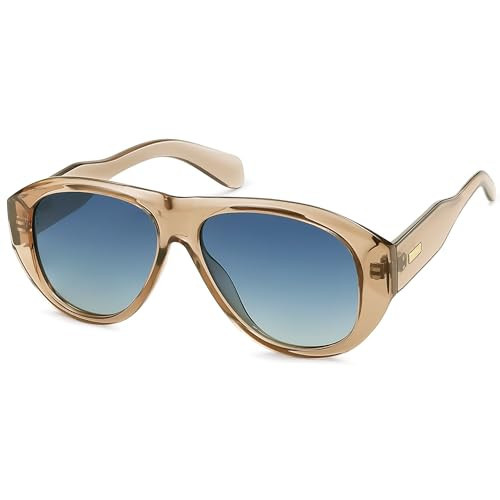SOJOS Retro Oversized Polarized Aviator Sunglasses for Women Men Vintage 70s Style UV Protection Sunnies SJ2328, Light Brown Frame/Bluish-Grey Lens | Amazon (US)