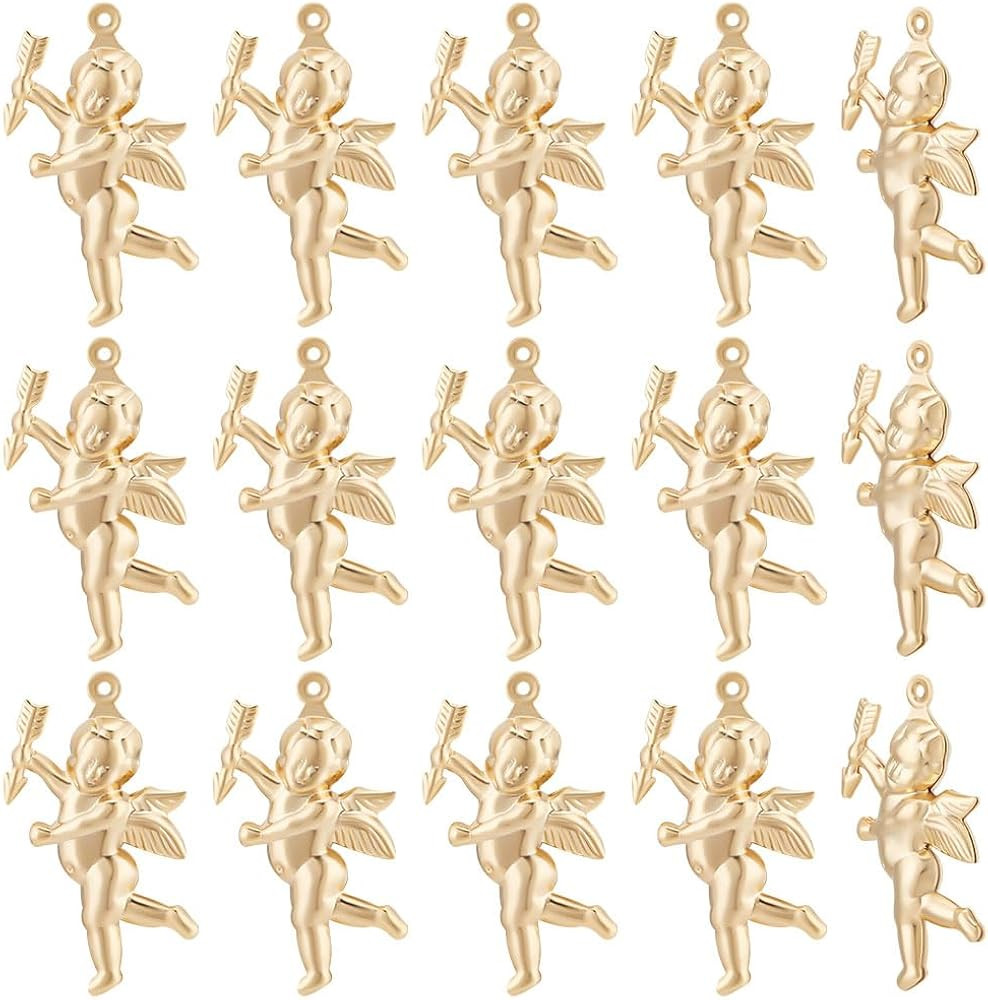 Beebeecraft 1 Box 30Pcs Cupid Charms 24K Gold Plated Guardian Love Cherub Charms Valentine's Day ... | Amazon (US)