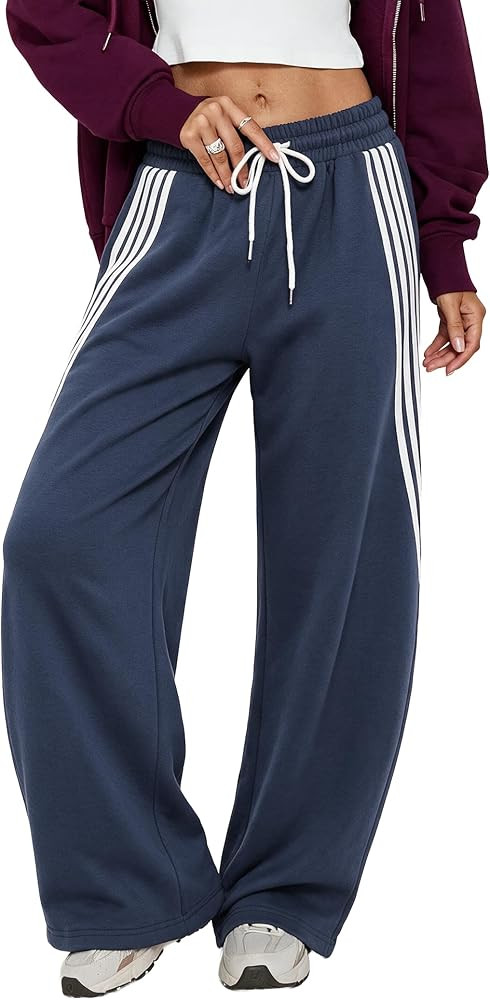 EMMIOL Women's Baggy Barrel Sweatpants, Striped Y2K High Waist Track Pants | Amazon (US)