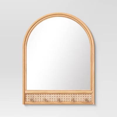 18" x 24" Rattan and Caning Decorative Wall Mirror with Hooks - Opalhouse™ | Target