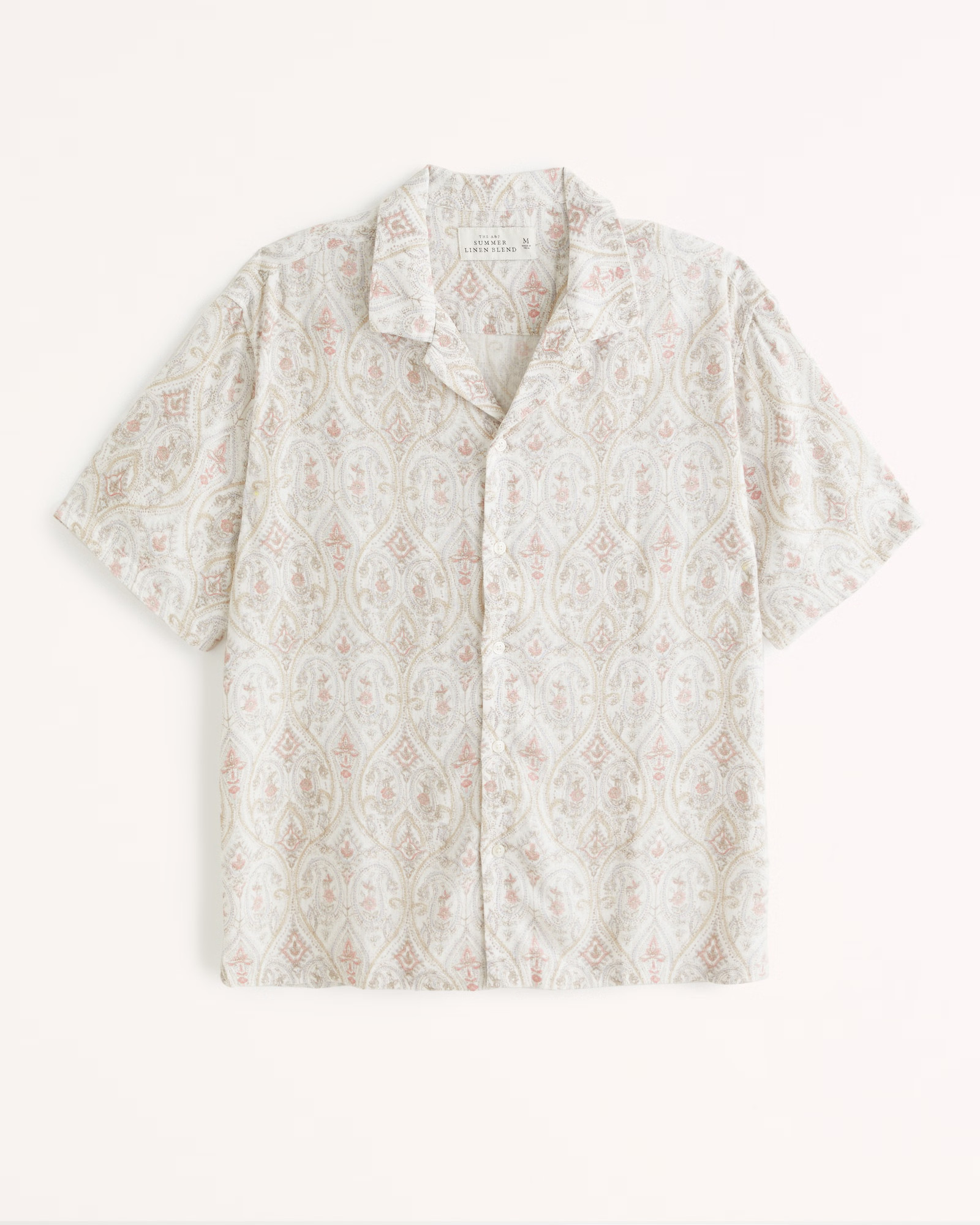 Camp Collar Summer Linen-Blend Embroidered Shirt | Abercrombie & Fitch (US)