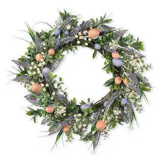 Glitzhome® 22" Easter Eggs & Lavender Wreath | Michaels Stores