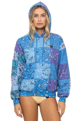 BANDANA QUILTED RELAXED PULLOVER HOODIE - BLUE | Aviator Nation