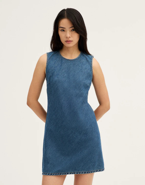 Crewneck Sleeveless Mini Dress in Airy Denim | Madewell