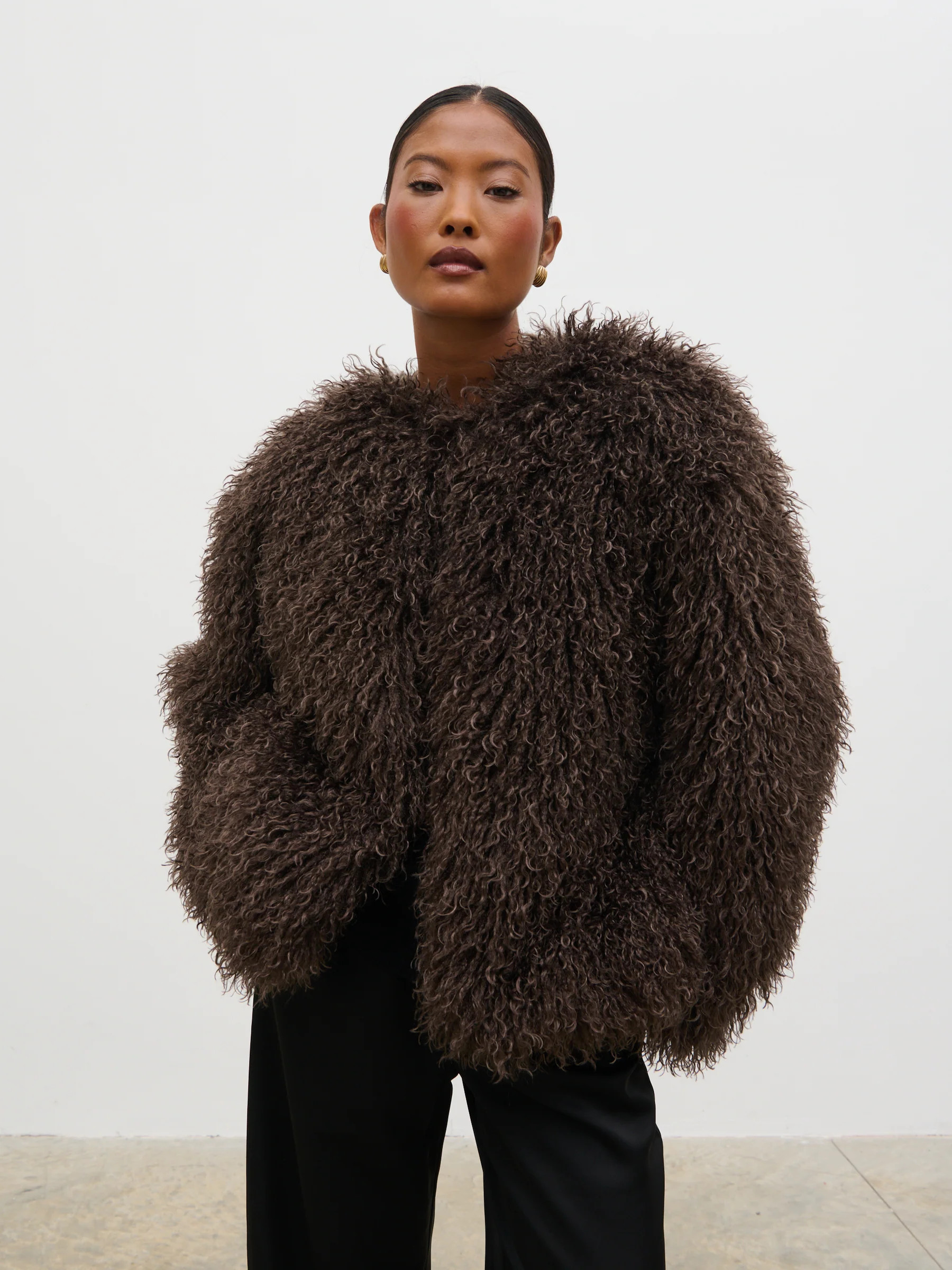 Irie Shaggy Short Faux Fur Coat - Brown | Pretty Lavish (UK)