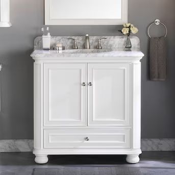 allen + roth Wrightsville 36-in White Undermount Single Sink Bathroom Vanity with Carrara Natural... | Lowe's