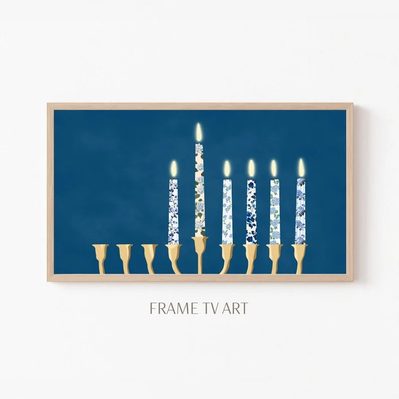 All 8 Included Hanukkah Menorah Samsung Frame TV Art Holiday Decor Fun Holiday Hanukkah Nights TV... | Etsy (US)