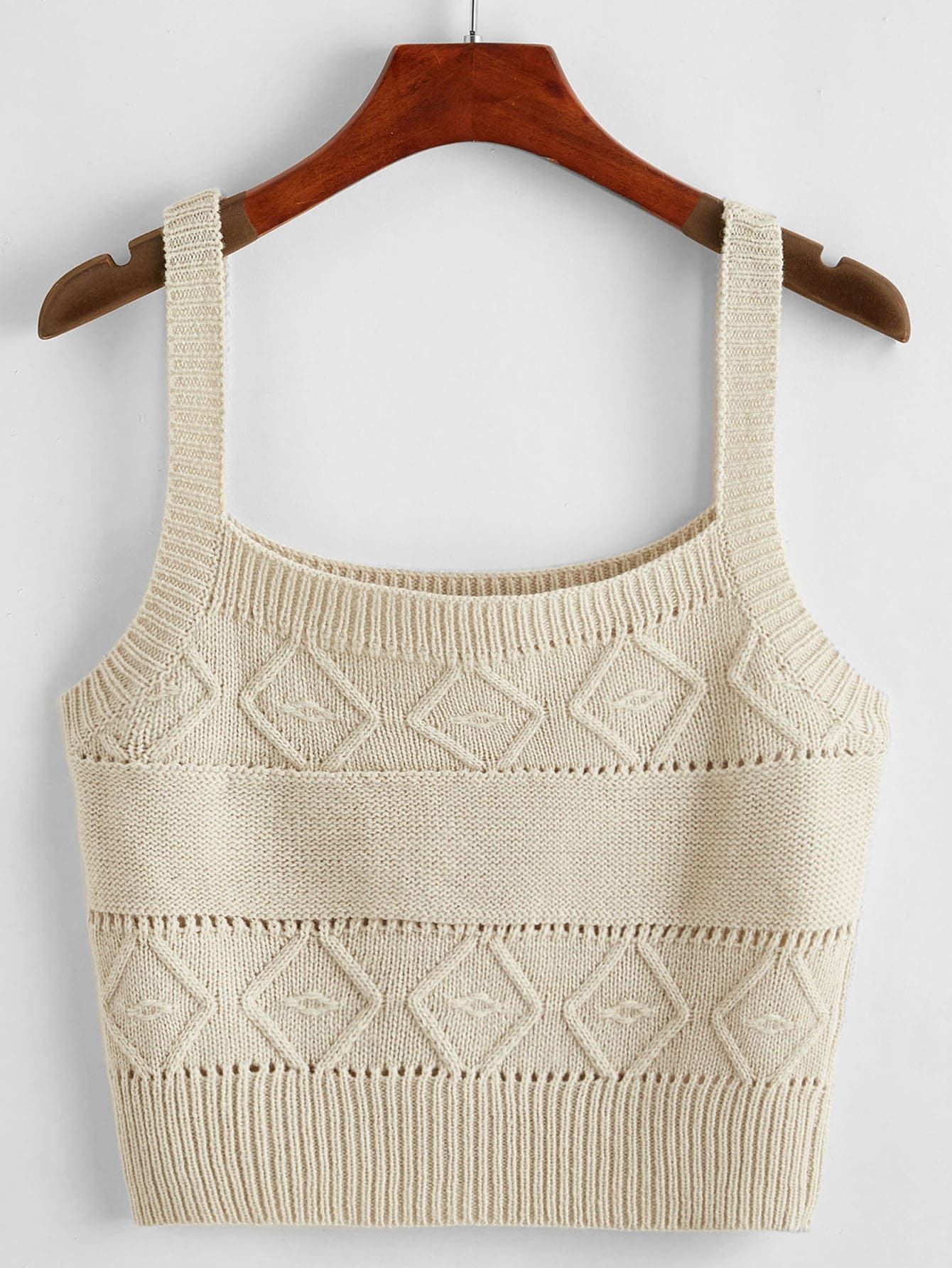 Solid Argyle Knit Top | SHEIN