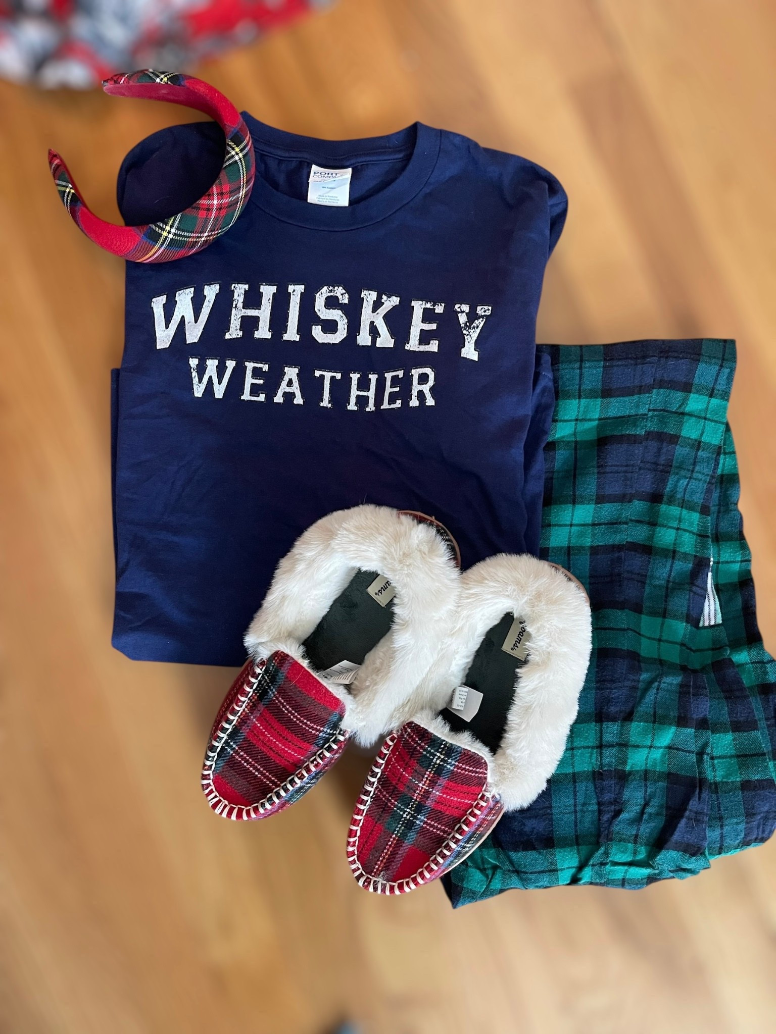 Cozy Christmas Morning Pajamas 🎄✨

The ultimate festive lounge set for slow holiday mornings! This navy Whiskey Weather tee pairs perfectly with my green + navy plaid flannel pants, the softest tartan headband, and those ultra-cozy faux-fur lined slippers. Such an easy, adorable combo for gifting, movie nights, or sipping something warm by the tree. Everything is affordable and mix-and-match friendly for the season!

Loving this whole look for: Christmas morning photos, gifting for sisters or friends, holiday PJ exchanges, or just staying comfy all December long.

holiday pajamas • plaid sleep pants • cozy Christmas gifts • tartan slippers • stocking stuffers • affordable holiday finds • comfy loungewear • Amazon holiday style • Walmart pajamas • winter sleepwear

#LTKGiftGuide #LTKHoliday #LTKFindsUnder50

#LTKFindsUnder50 #LTKGiftGuide #LTKHoliday