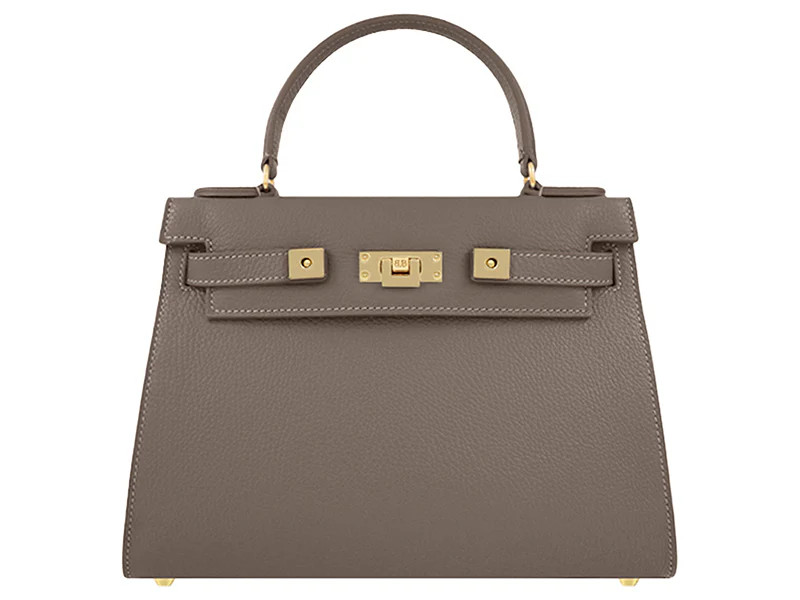 Maya Large Caribou Soft Grainy Print Calf Leather Handbag - Taupe | Lalage Beaumont